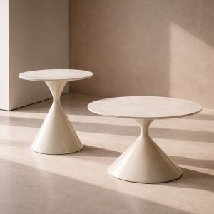 PIETRA COFFEE TABLE SET 2ΤΕΜ CREAM CREAM 70x70x40cm