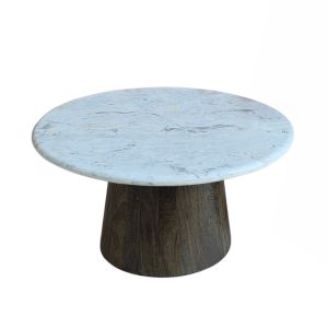 BORDS COFFEE TABLE ΛΕΥΚΟ ΜΑΡΜΑΡΟ ΚΑΡΥΔΙ ΣΚΟΥΡΟ 75x75x40cm