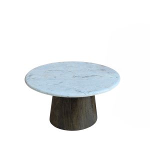 BORDS COFFEE TABLE ΛΕΥΚΟ ΜΑΡΜΑΡΟ ΚΑΡΥΔΙ ΣΚΟΥΡΟ 75x75x40cm