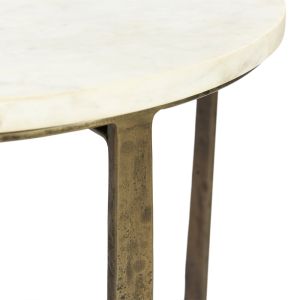 BLANCHE SIDE TABLE ΛΕΥΚΟ ΜΑΡΜΑΡΟ BRASS ANTIQUE 31x31x47cm