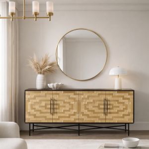 RITZ ΜΠΟΥΦΕΣ 4ΠΟΡΤΕΣ ΜΑΥΡΟ ΧΡΥΣΟ ΜΑΤ 180x45x76cm