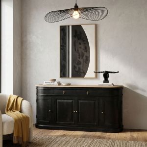 FRANCESA ΜΠΟΥΦΕΣ 4ΠΟΡΤΕΣ 2ΣΥΡΤΑΡΙΑ ΜΑΥΡΟ ΦΥΣΙΚΟ 180x42x90cm