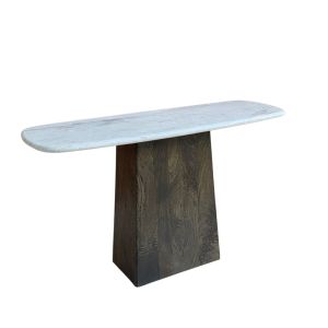 BORDS ΚΟΝΣΟΛΑ ΛΕΥΚΟ ΜΑΡΜΑΡΟ ΚΑΡΥΔΙ ΣΚΟΥΡΟ 130x45x76cm