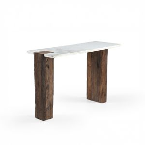 FORES ΚΟΝΣΟΛΑ ΚΑΦΕ ΛΕΥΚΟ ΜΕ ΟΨΗ ΜΑΡΜΑΡΟΥ 120x45x76cm