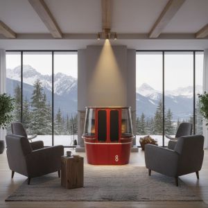 SKI GONDOLA ΚΟΝΣΟΛΑ ΚΟΚΚΙΝΟ ΛΕΥΚΟ ΦΥΣΙΚΟ 106x44x104cm