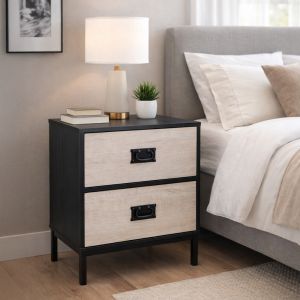 FACTORY ΚΟΜΟΔΙΝΟ 2ΣΥΡΤΑΡΙΑ ΜΑΥΡΟ OAK SONOMA DECAPE 50x35x55cm