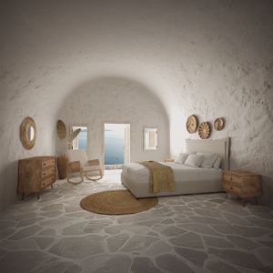 AMMOS ΚΟΜΟΤΑ 3ΣΥΡΤΑΡΙΑ ΦΥΣΙΚΟ ΜΕ RATTAN 90x39x79cm
