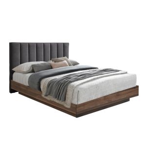 BOXY ΚΡΕΒΑΤΙ (ΓΙΑ ΣΤΡΩΜΑ 160x200cm) ΓΚΡΙ ΣΚΟΥΡΟ ΚΑΡΥΔΙ 211.5x165x111.2cm