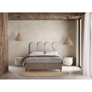 ABSTRACT ΚΡΕΒΑΤΙ ΜΕ ΑΠΟΘΗΚ. ΧΩΡΟ (ΓΙΑ ΣΤΡΩΜΑ 160x200cm) BEIGE ΜΕ PATTERN 207x160x130