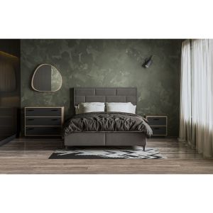 BRICK ΚΡΕΒΑΤΙ ΜΕ ΑΠΟΘΗΚ. ΧΩΡΟ (ΓΙΑ ΣΤΡΩΜΑ 160x200cm) ΓΚΡΙ 07-450 215x165x121cm