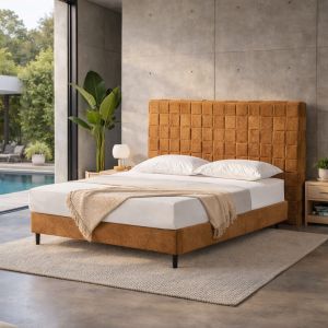 BALZAK ΚΡΕΒΑΤΙ (ΓΙΑ ΣΤΡΩΜΑ 160x200cm) CAMEL 222x186x130cm