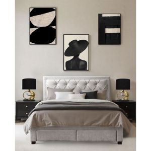 NOBLE ΚΡΕΒΑΤΙ (ΓΙΑ ΣΤΡΩΜΑ 160x200cm) ΓΚΡΙ ΑΝΟΙΧΤΟ 216.5x165x122cm