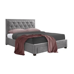 NOBLE ΚΡΕΒΑΤΙ (ΓΙΑ ΣΤΡΩΜΑ 160x200cm) ΓΚΡΙ ΣΚΟΥΡΟ 216.5x165x122cm