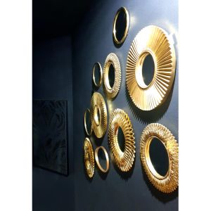 SAYAP ΚΑΘΡΕΠΤΗΣ ΤΟΙΧΟΥ 38.5x38.5x3cm POLYRESIN ΧΡΥΣΟ ANTIQUE