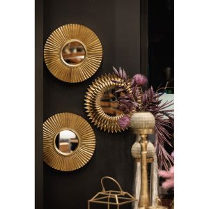 GIRASOL ΚΑΘΡΕΠΤΗΣ ΤΟΙΧΟΥ 51x51x5.5cm POLYRESIN ΧΡΥΣΟ ANTIQUE