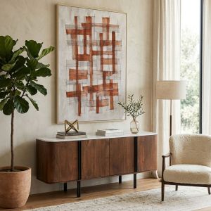 LINES ΠΙΝΑΚΑΣ ΔΙΑΚΟΣΜΗΤΙΚΟΣ ΜΕ ΚΟΡΝΙΖΑ 80x120x4cm ΚΑΜΒΑΣ ΕΚΑΙ ΓΚΡΙ ΑΝΟΙΧΤΟ ΞΥΛΟ