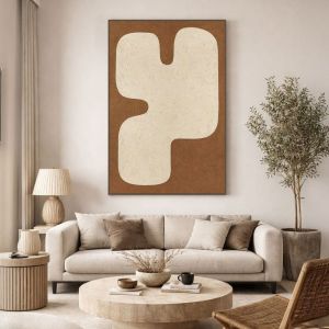 KAKTUS ΠΙΝΑΚΑΣ ΔΙΑΚΟΣΜΗΤΙΚΟΣ ΜΕ ΚΟΡΝΙΖΑ 80x120x4cm ΚΑΜΒΑΣ ΜΠΕΖ ΚΑΦΕ ΑΝΟΙΧΤΟ PS