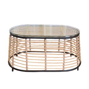 LOOM COFFEE TABLE ΦΥΣΙΚΟ ΜΑΥΡΟ 95x55x45cm