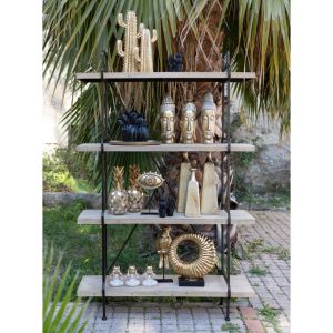 STAPLES ΒΙΒΛΙΟΘΗΚΗ 4ΡΑΦΙΑ WHITE WASHED ΜΑΥΡΟ 110x40x170.5cm