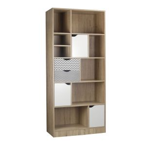 MINTONI ΒΙΒΛΙΟΘΗΚΗ SONOMA ΛΕΥΚΟ ΜΕ PATTERN 80x39x180cm