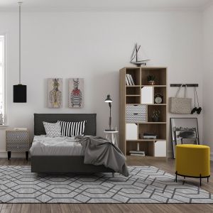MINTONI ΒΙΒΛΙΟΘΗΚΗ SONOMA ΛΕΥΚΟ ΜΕ PATTERN 80x39x180cm