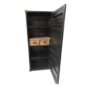 CONTAINER ΒΙΒΛΙΟΘΗΚΗ ΨΗΛΗ ΜΑΥΡΟ ΧΡΥΣΟ RUSTY 61x40x177cm