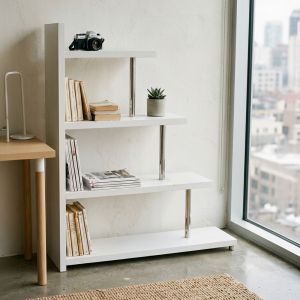 SWIVEL ΒΙΒΛΙΟΘΗΚΗ ΛΕΥΚΟ OAK 120x29x135.8cm