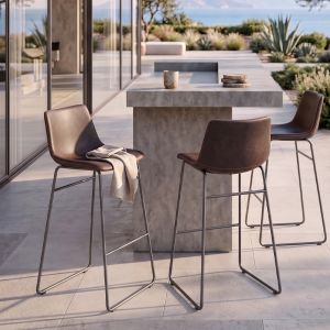 NUEVO XL ΣΚΑΜΠΟ BAR ΚΑΦΕ ANTIQUE WASHED ΜΑΥΡΟ 47x57x100cm