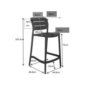 ZURICH ΣΚΑΜΠΟ BAR ΜΑΥΡΟ 50x48.5x103.5cm