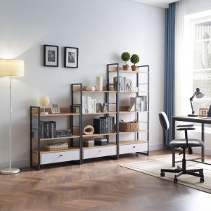 TRILOGY ΒΙΒΛΙΟΘΗΚΗ ΦΥΣΙΚΟ ΜΑΥΡΟ 70x30x125cm