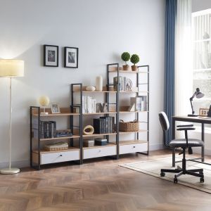 TRILOGY ΒΙΒΛΙΟΘΗΚΗ ΦΥΣΙΚΟ ΜΑΥΡΟ 70x30x90cm