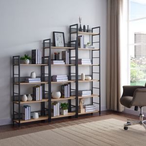 NEST ΒΙΒΛΙΟΘΗΚΗ ΦΥΣΙΚΟ ΜΑΥΡΟ 60x28x154cm