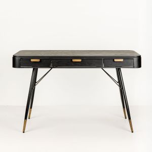 COLOMBO ΓΡΑΦΕΙΟ ΜΑΥΡΟ ΧΡΥΣΟ 130x62x78cm