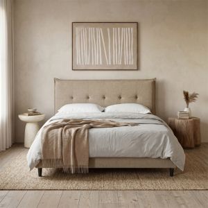 LIFE ΚΡΕΒΑΤΙ (ΓΙΑ ΣΤΡΩΜΑ 160x200cm) BEIGE 210x173x115cm
