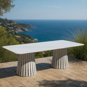 EURORA ΤΡΑΠΕΖΙ ΛΕΥΚΟ ΜΕ ΟΨΗ ΜΑΡΜΑΡΟΥ ΛΕΥΚΟ 220x100x75cm