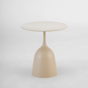 EARTH COFFEE TABLE BEIGE ΜΕ ΟΨΗ ΜΑΡΜΑΡΟΥ 50x50x54.5cm