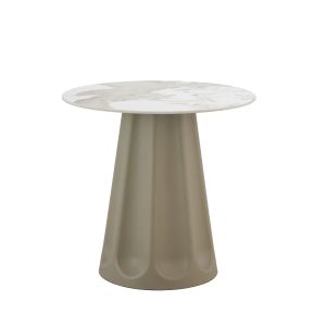 VELLUM ΤΡΑΠΕΖΙ BEIGE ΜΕ ΟΨΗ ΜΑΡΜΑΡΟΥ 80x80x76.5cm