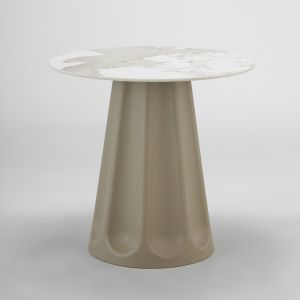 VELLUM ΤΡΑΠΕΖΙ BEIGE ΜΕ ΟΨΗ ΜΑΡΜΑΡΟΥ 80x80x76.5cm