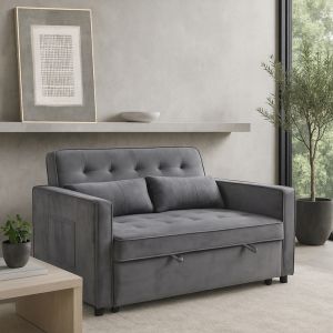 SOLUTION ΚΑΝΑΠΕΣ ΚΡΕΒΑΤΙ 2ΘΕΣΙΟΣ ΓΚΡΙ 133x94x87cm