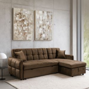 CROSSOVER ΚΑΝΑΠΕΣ ΚΡΕΒΑΤΙ ΓΩΝΙΑ ΑΝΑΣΤΡΕΨΙΜΗ COFFEE 213x145x83cm