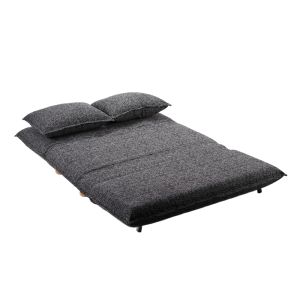FUTON ΚΑΝΑΠΕΣ ΚΡΕΒΑΤΙ 2ΘΕΣΙΟΣ ΑΝΑΔΙΠΛΟΥΜΕΝΟΣ ΓΚΡΙ ΜΑΥΡΟ ΜΕ PATTERN 141x87x76cm