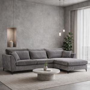 FOREVER ΚΑΝΑΠΕΣ ΓΩΝΙΑ ΔΕΞΙΑ ΓΚΡΙ LINCOLN 90 316x185x92cm