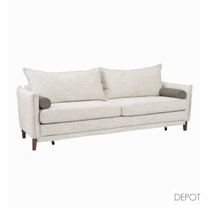 COMMODO ΚΑΝΑΠΕΣ ΚΡΕΒΑΤΙ 3ΘΕΣΙΟΣ OFF WHITE NEVE 02 ΚΑΦΕ NEVE 16 230x81x88cm