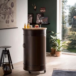 TANK ΤΡΑΠΕΖΙ BAR ΓΚΡΙ ΣΚΟΥΡΟ ΦΥΣΙΚΟ 65x65x116cm