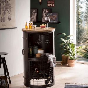 TANK ΤΡΑΠΕΖΙ BAR ΓΚΡΙ ΣΚΟΥΡΟ ΦΥΣΙΚΟ 65x65x116cm