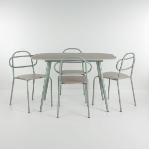 ITALIAN ΤΡΑΠΕΖΑΡΙΑ SET 4+1 ΠΕΤΡΑ ΑΝΟΙΧΤΟ ΓΚΡΙ 120x75x75