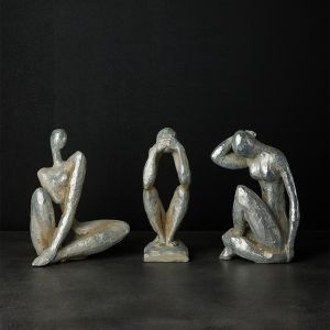 POZA 2 DECO FIGURE 14x10x21 POLYRESIN SILVER