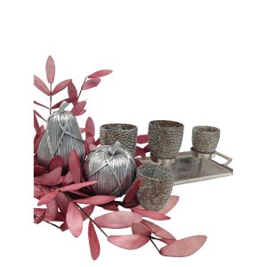 TRICOT POIRE DECORATION PEAR 11x11x18 POLYRESIN SILVER