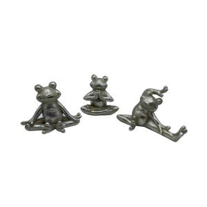 FROGGIES DECORATION FROG SET 3PCS 16x8x11 POLYRESIN SILVER
