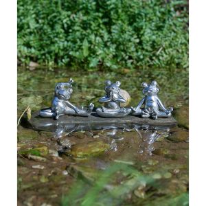 FROGGIES DECORATION FROG SET 3PCS 16x8x11 POLYRESIN SILVER